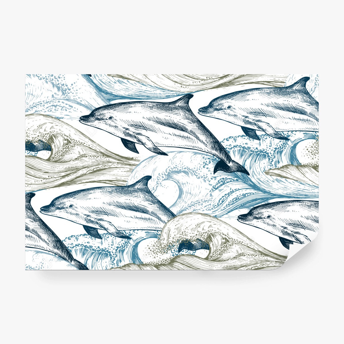 Fototapeta vintage delfiny oceaniczna ilustracja – Wallissimo® Fototapeta vintage delfiny oceaniczna ilustracja – Wallissimo®