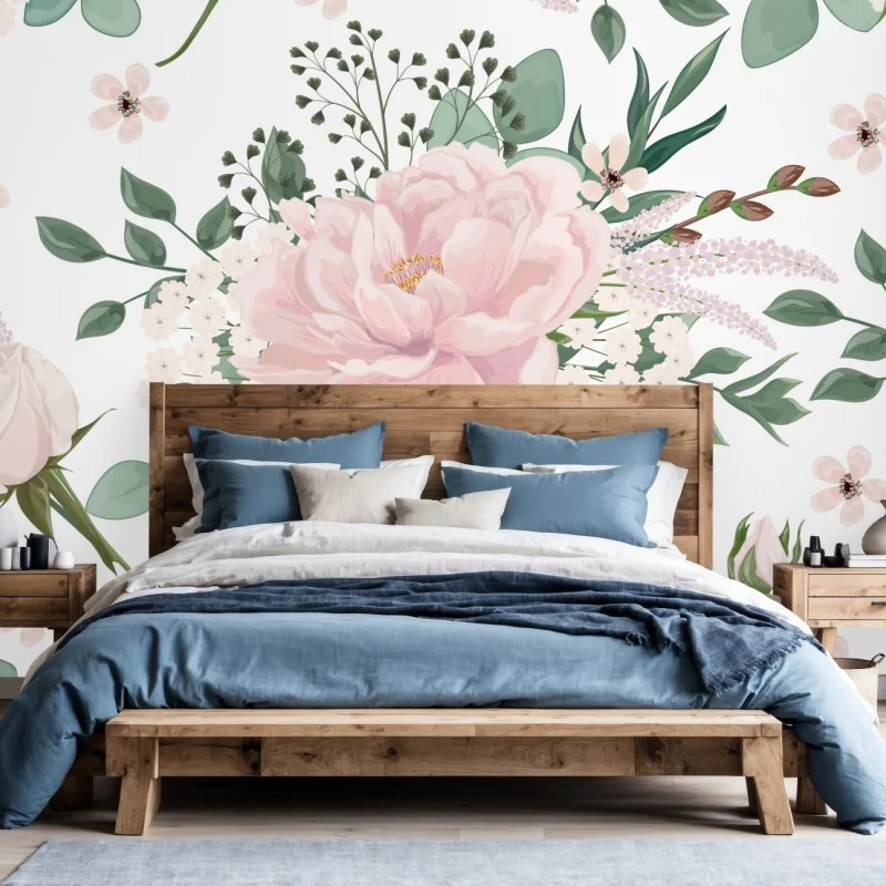Fototapeta delikatny różowy wzór peonii – Wallissimo® Fototapeta delikatny różowy wzór peonii – Wallissimo®