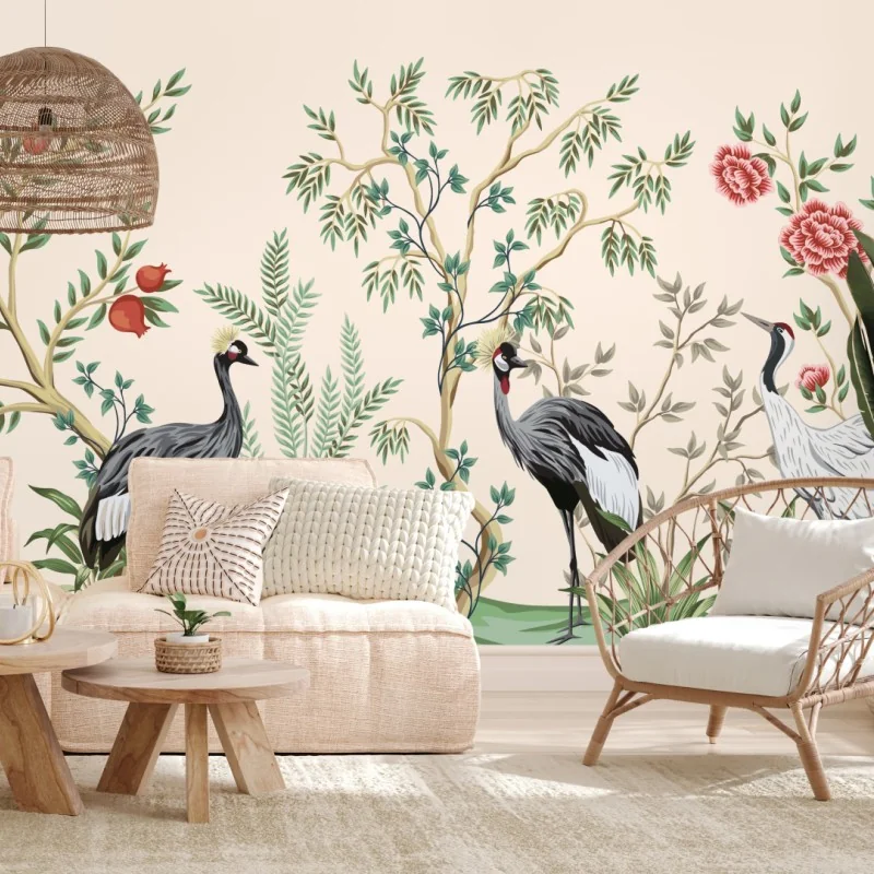 Fototapeta ogród żurawi w stylu orientalnym – Wallissimo® Fototapeta ogród żurawi w stylu orientalnym – Wallissimo®