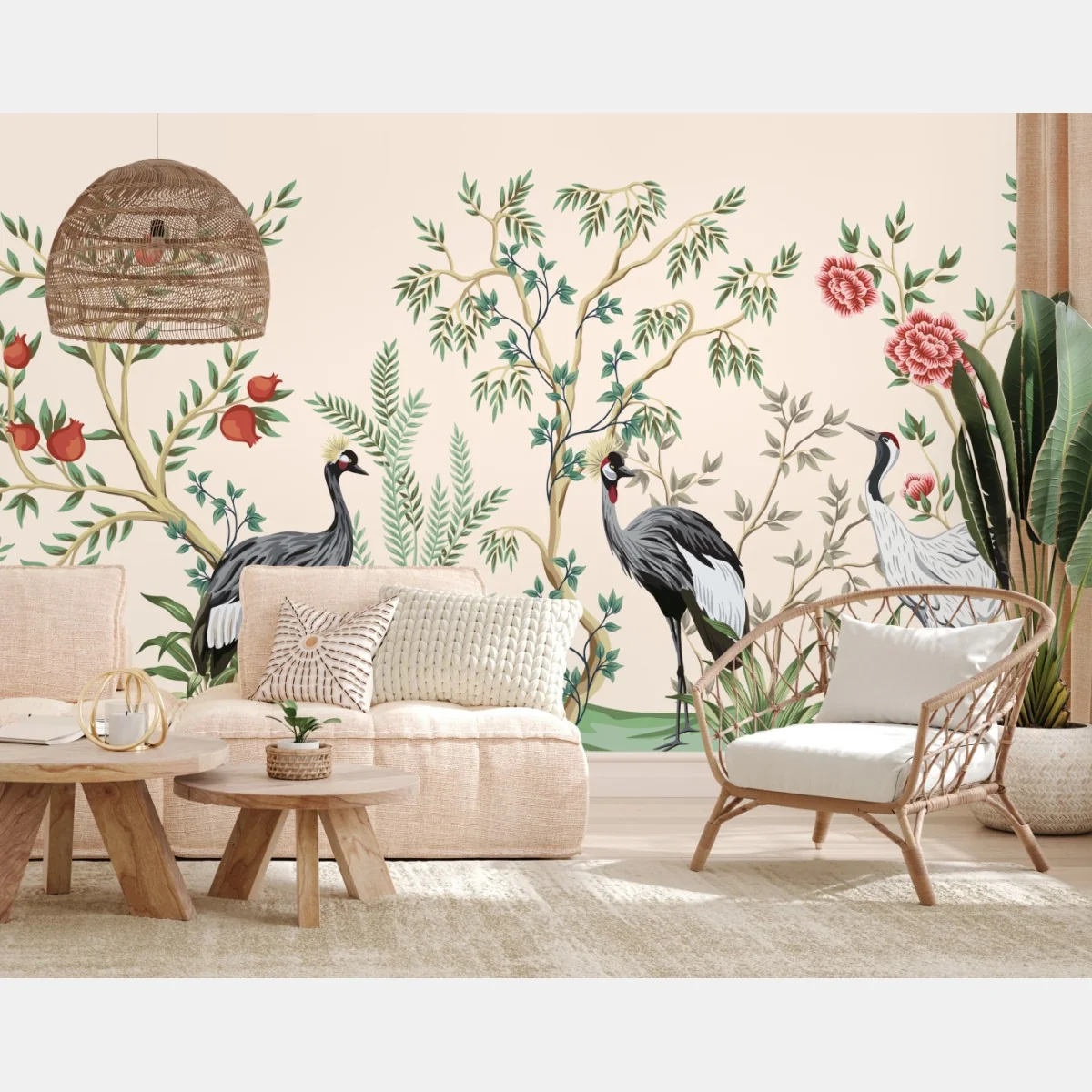 Fototapeta ogród żurawi w stylu orientalnym – Wallissimo® Fototapeta ogród żurawi w stylu orientalnym – Wallissimo®