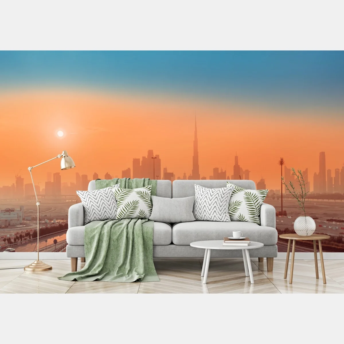 Fototapeta Dubaj panorama o wschodzie słońca – Wallissimo® Fototapeta Dubaj panorama o wschodzie słońca – Wallissimo®