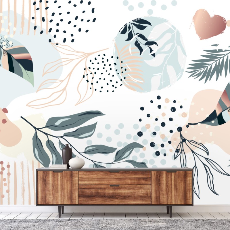 Fototapeta pastelowy botaniczny wzór abstrakcyjny – Wallissimo® Fototapeta pastelowy botaniczny wzór abstrakcyjny – Wallissimo®