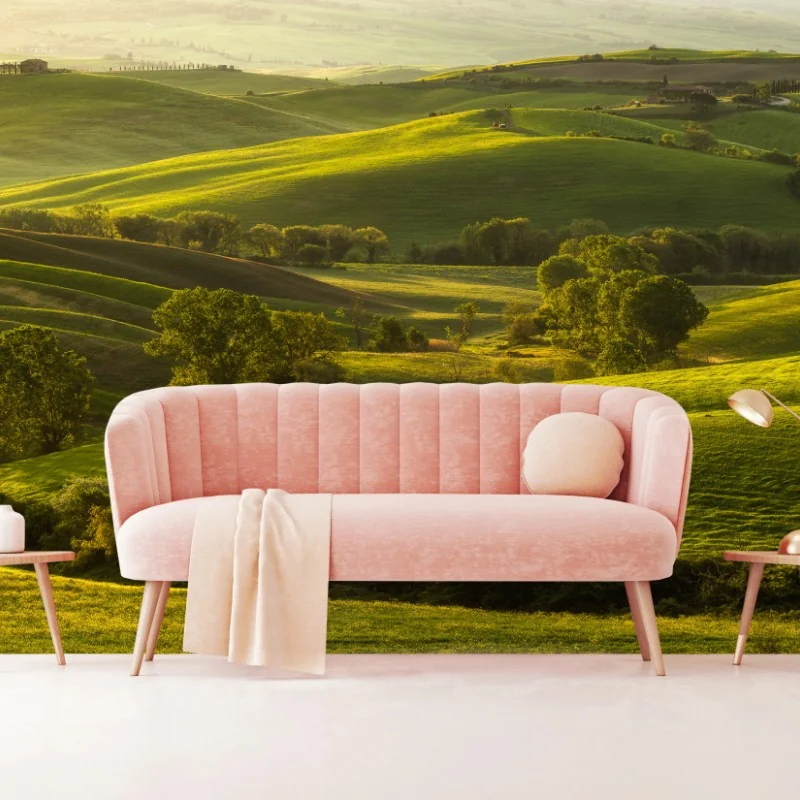 Fototapeta słoneczne zielone pagórki – Wallissimo® Fototapeta słoneczne zielone pagórki – Wallissimo®