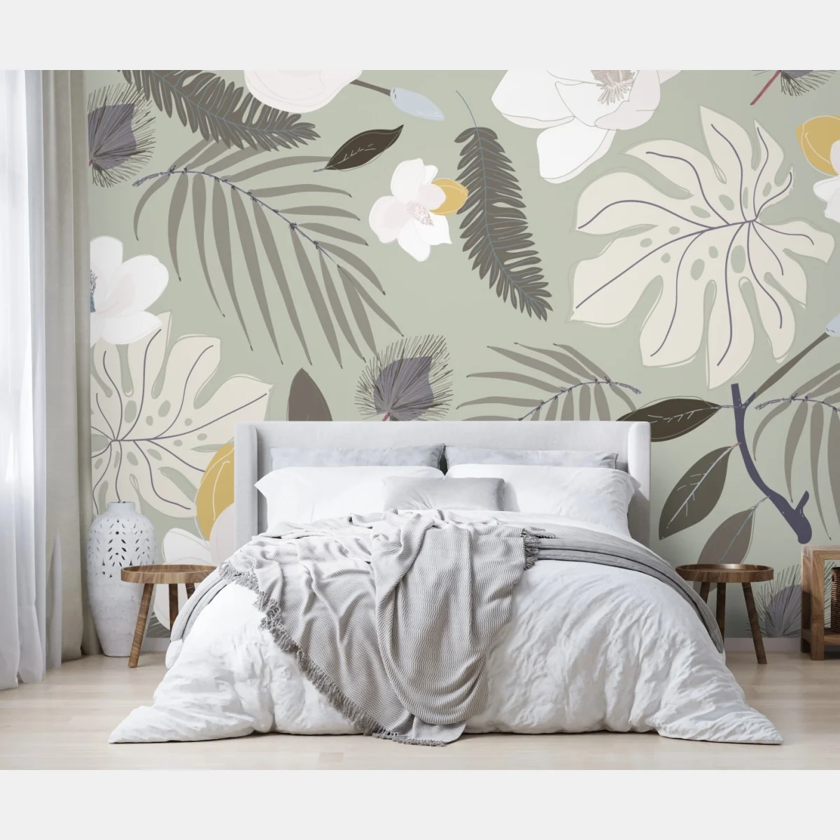 Fototapeta delikatny pastelowy wzór botaniczny – Wallissimo® Fototapeta delikatny pastelowy wzór botaniczny – Wallissimo®