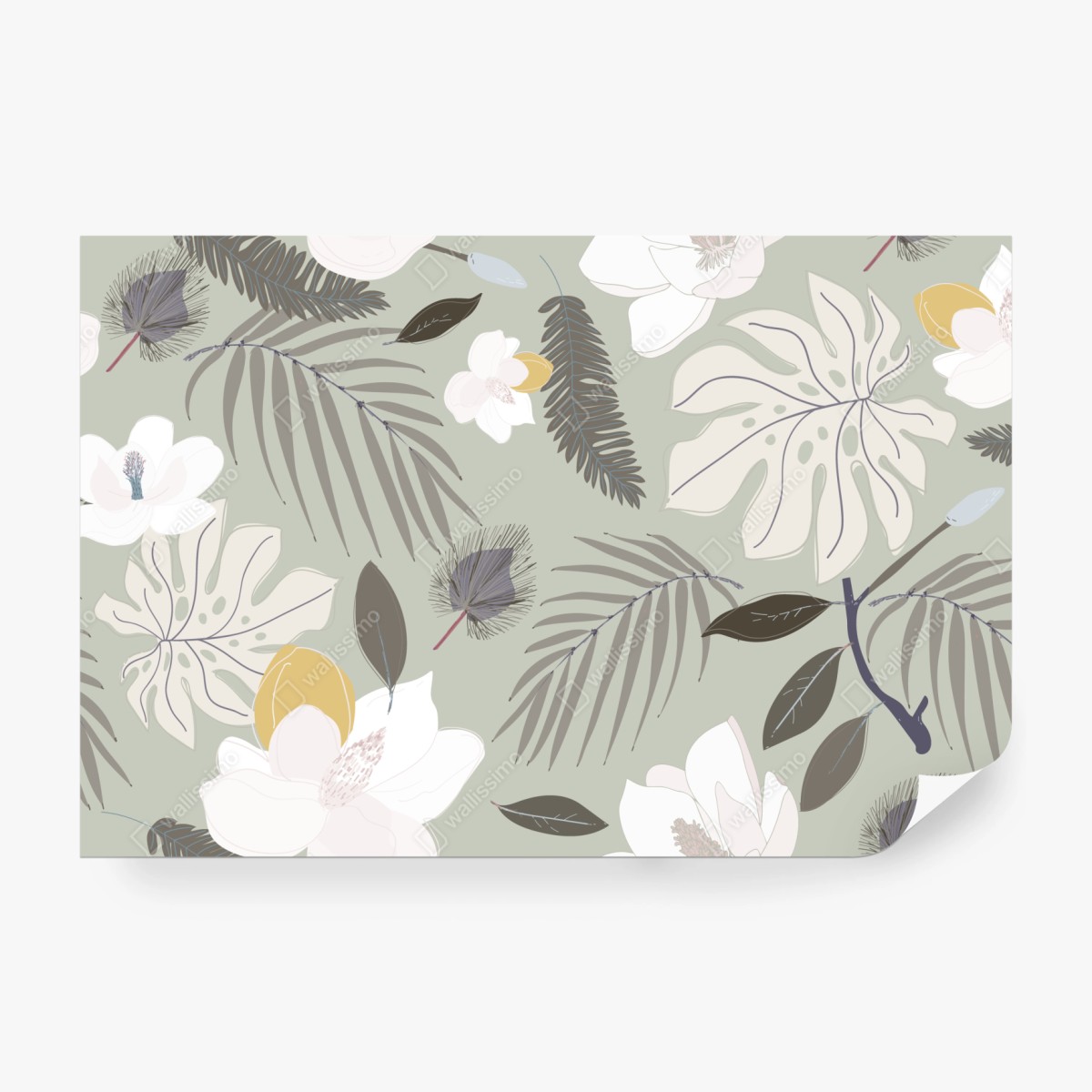 Fototapeta delikatny pastelowy wzór botaniczny – Wallissimo® Fototapeta delikatny pastelowy wzór botaniczny – Wallissimo®