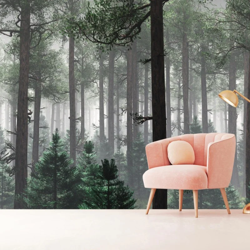 Fototapeta mglisty iglasty las – Wallissimo® Fototapeta mglisty iglasty las – Wallissimo®