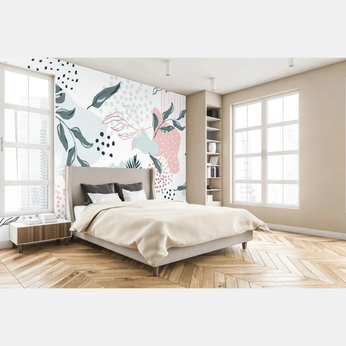 Fototapeta pastelowy botaniczny wzór abstrakcyjny – Wallissimo® Fototapeta pastelowy botaniczny wzór abstrakcyjny – Wallissimo®