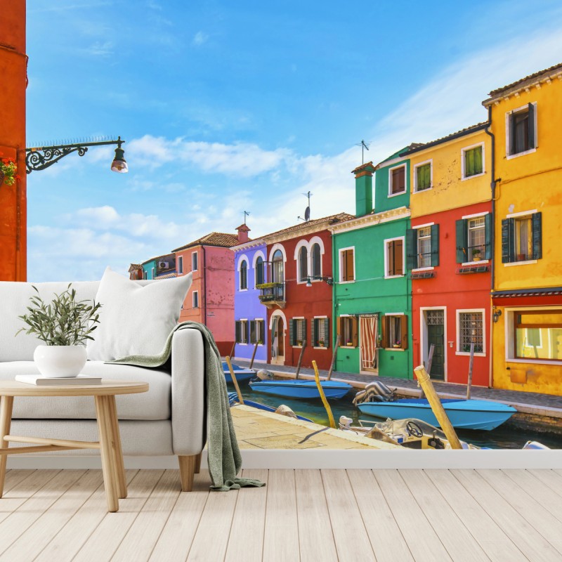 Fototapeta kolorowe domy nad kanałem w Burano – Wallissimo® Fototapeta kolorowe domy nad kanałem w Burano – Wallissimo®