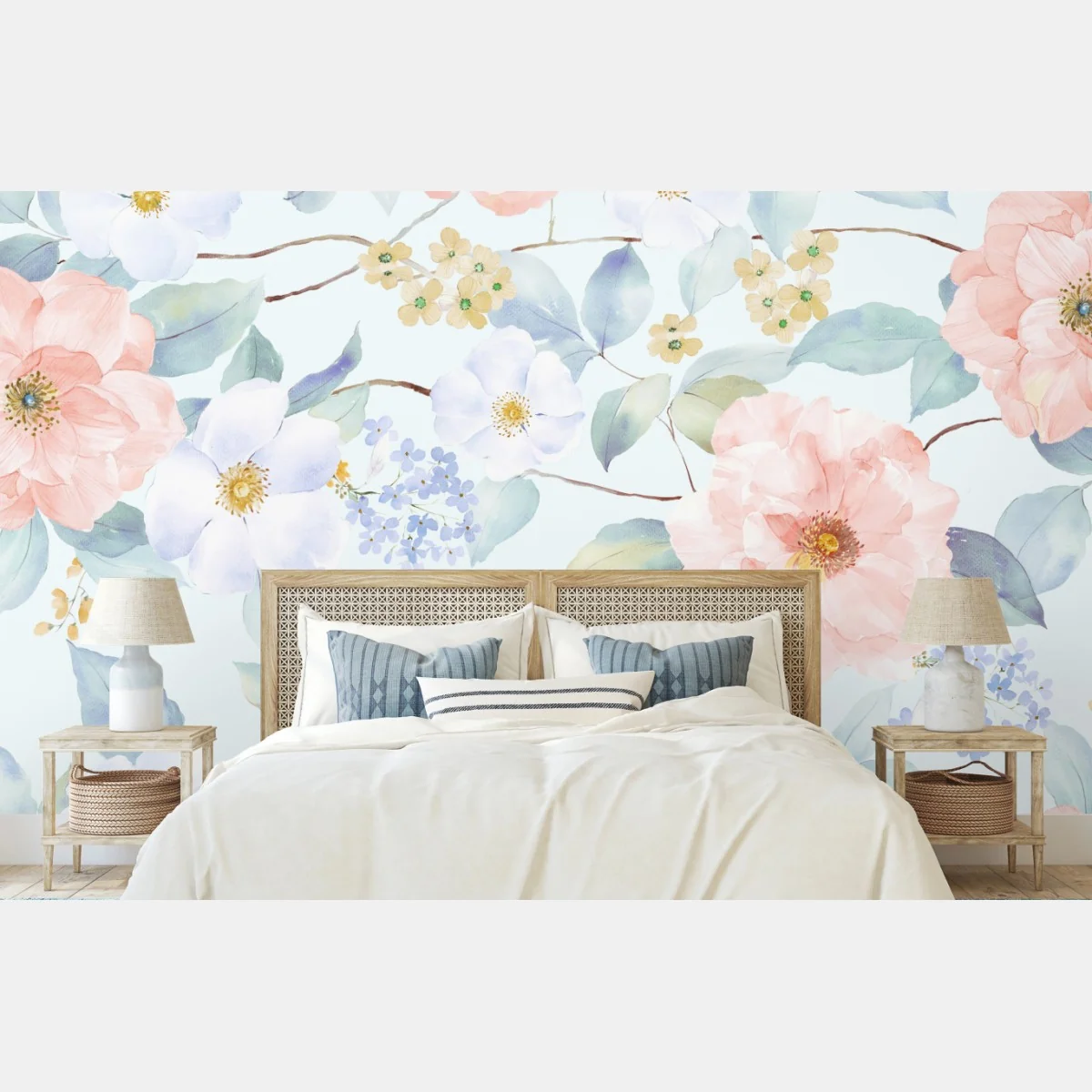 Fototapeta delikatne pastelowe kwiaty w akwareli – Wallissimo® Fototapeta delikatne pastelowe kwiaty w akwareli – Wallissimo®