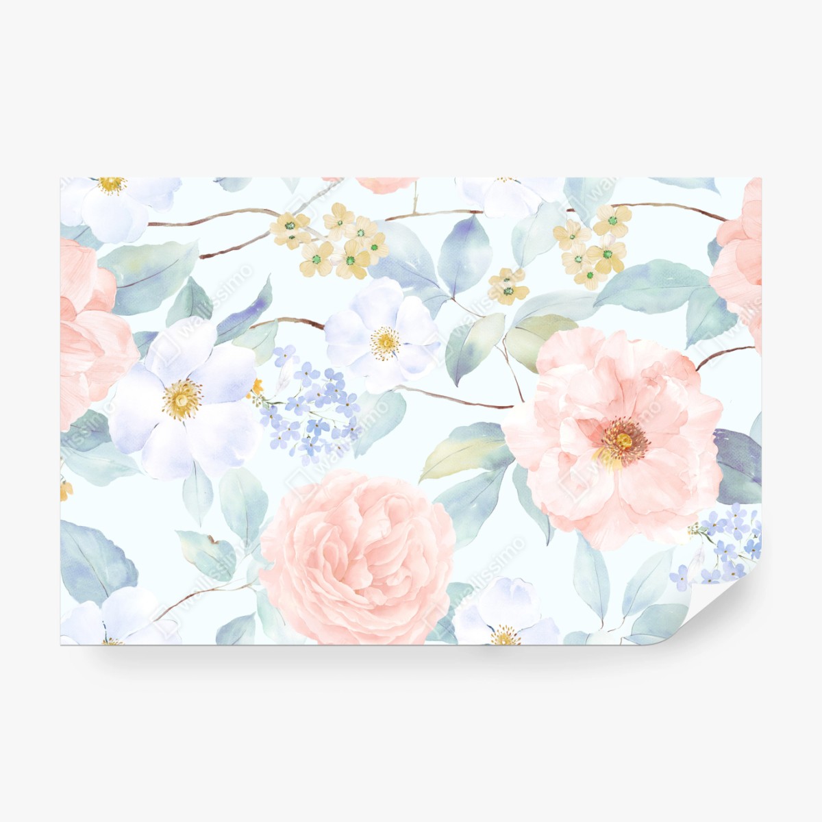 Fototapeta delikatne pastelowe kwiaty w akwareli – Wallissimo® Fototapeta delikatne pastelowe kwiaty w akwareli – Wallissimo®
