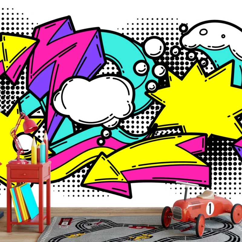 Fototapeta żywy pop-art komiksowy wzór – Wallissimo® Fototapeta żywy pop-art komiksowy wzór – Wallissimo®