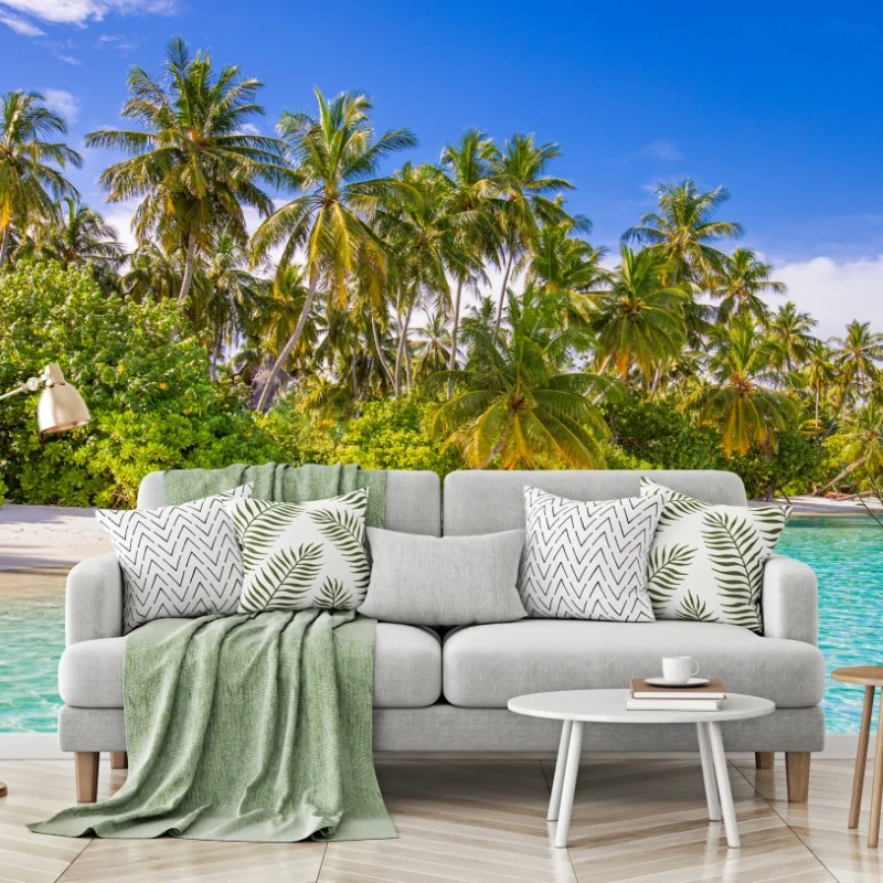 Fototapeta tropikalna plaża z palmami – Wallissimo® Fototapeta tropikalna plaża z palmami – Wallissimo®