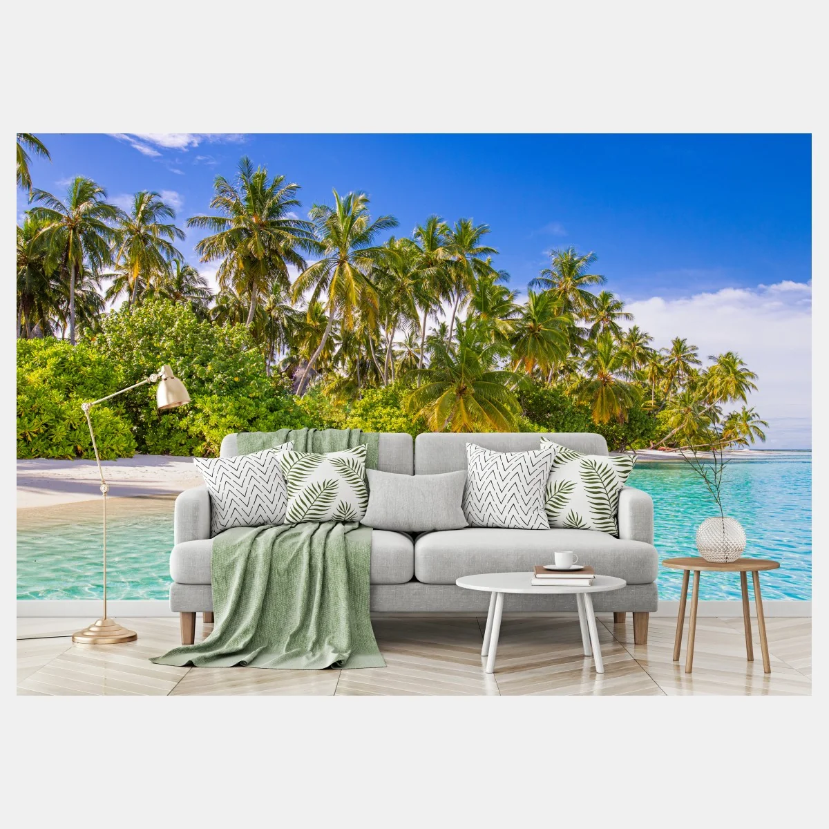 Fototapeta tropikalna plaża z palmami – Wallissimo® Fototapeta tropikalna plaża z palmami – Wallissimo®