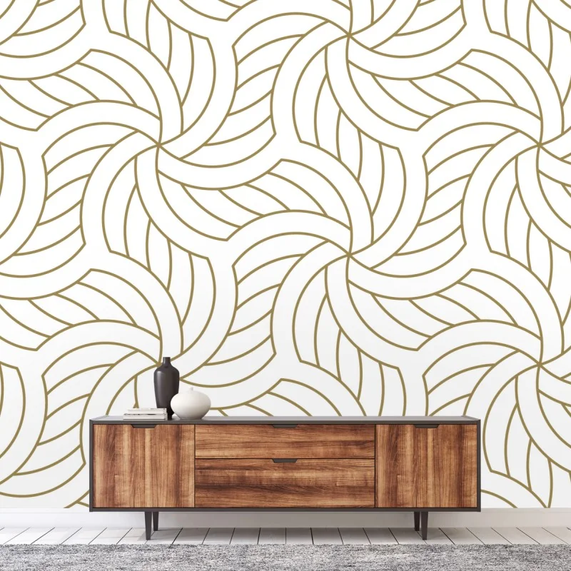 Fototapeta złoty geometryczny wzór spiralny – Wallissimo® Fototapeta złoty geometryczny wzór spiralny – Wallissimo®