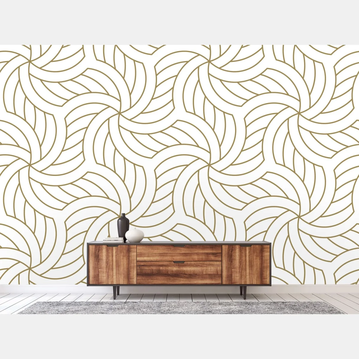 Fototapeta złoty geometryczny wzór spiralny – Wallissimo® Fototapeta złoty geometryczny wzór spiralny – Wallissimo®