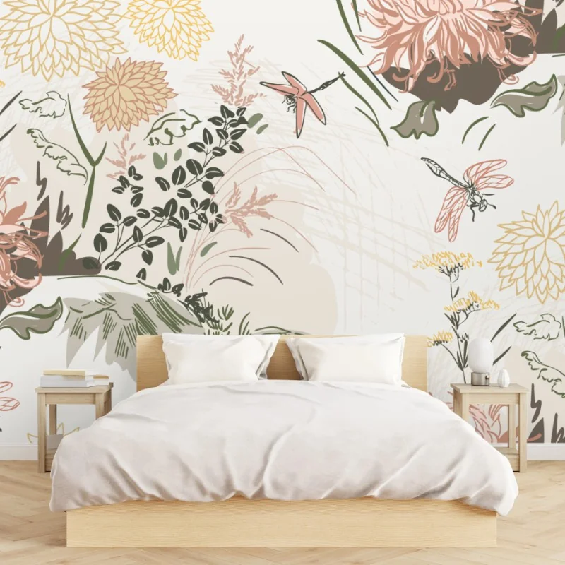 Fototapeta delikatny pastelowy wzór kwiatowy – Wallissimo® Fototapeta delikatny pastelowy wzór kwiatowy – Wallissimo®