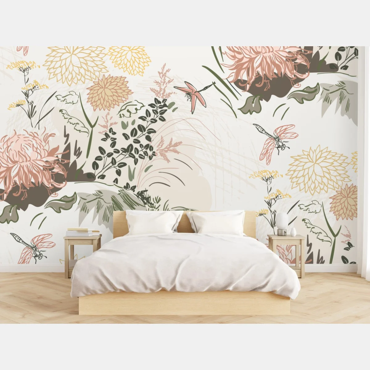 Fototapeta delikatny pastelowy wzór kwiatowy – Wallissimo® Fototapeta delikatny pastelowy wzór kwiatowy – Wallissimo®