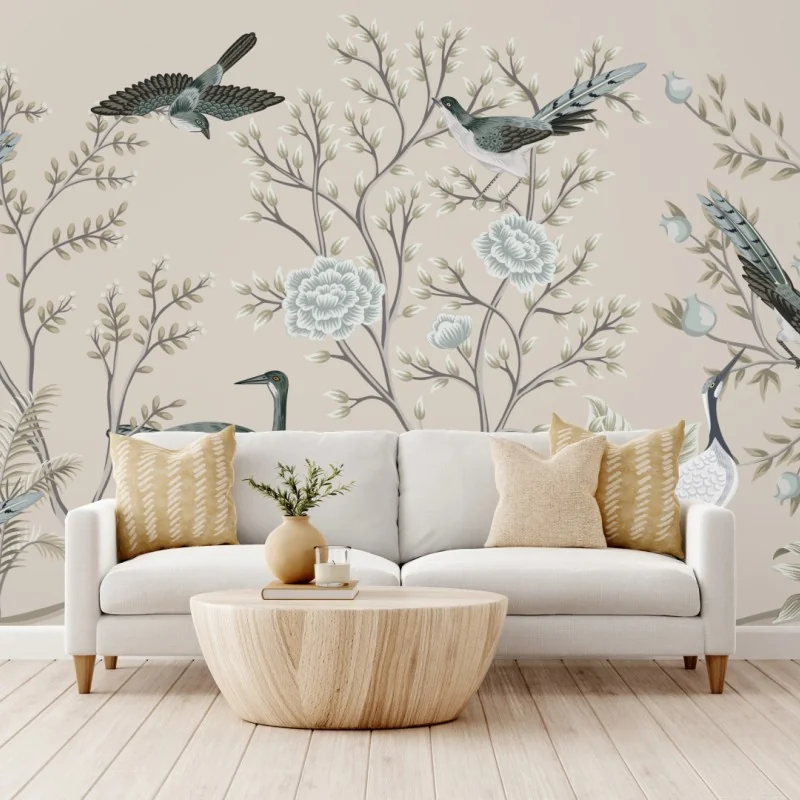 Fototapeta eleganckie ptaki i kwitnące gałęzie – Wallissimo® Fototapeta eleganckie ptaki i kwitnące gałęzie – Wallissimo®