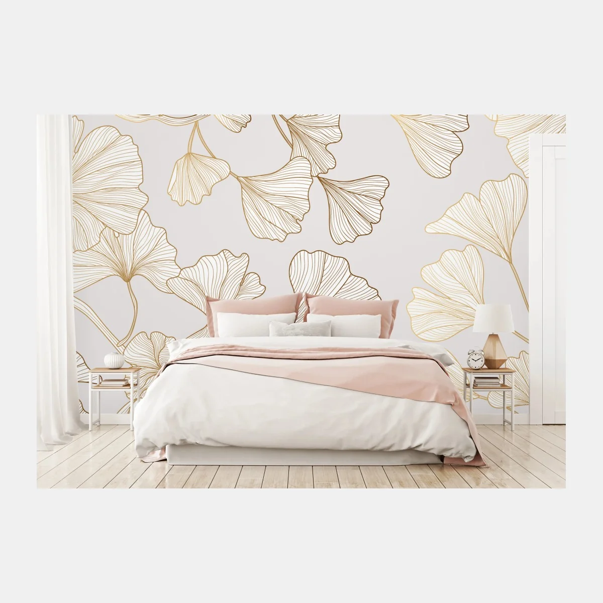 Fototapeta delikatny złoty wzór miłorzębu – Wallissimo® Fototapeta delikatny złoty wzór miłorzębu – Wallissimo®