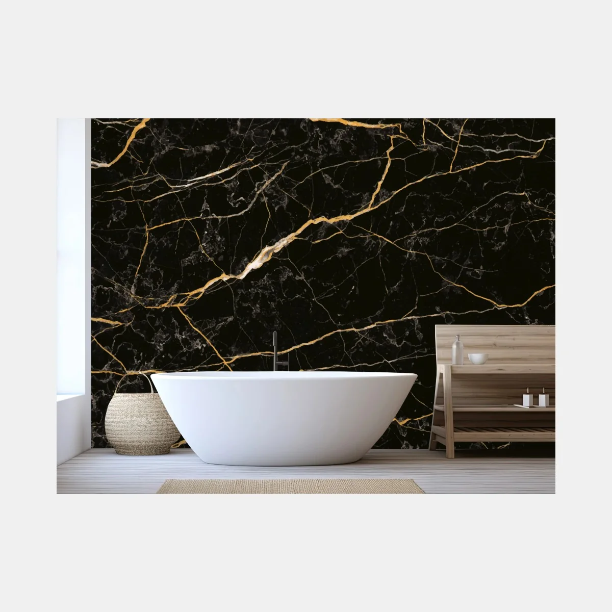 Fototapeta czarny marmur ze złotymi żyłami – Wallissimo® Fototapeta czarny marmur ze złotymi żyłami – Wallissimo®