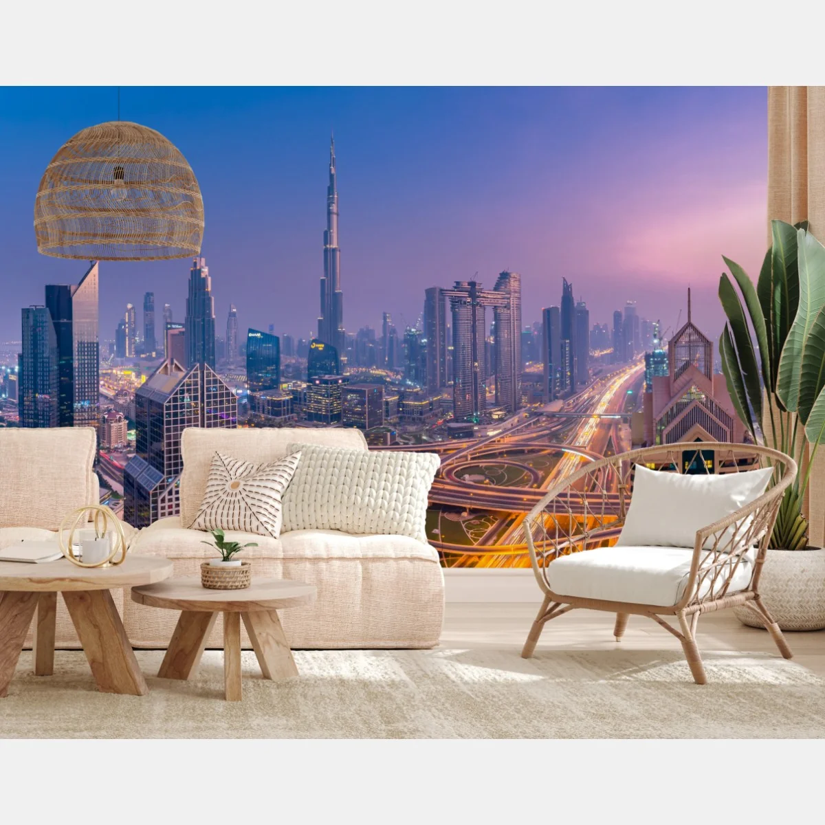 Fototapeta panoramiczny widok Dubaju o zmierzchu – Wallissimo® Fototapeta panoramiczny widok Dubaju o zmierzchu – Wallissimo®
