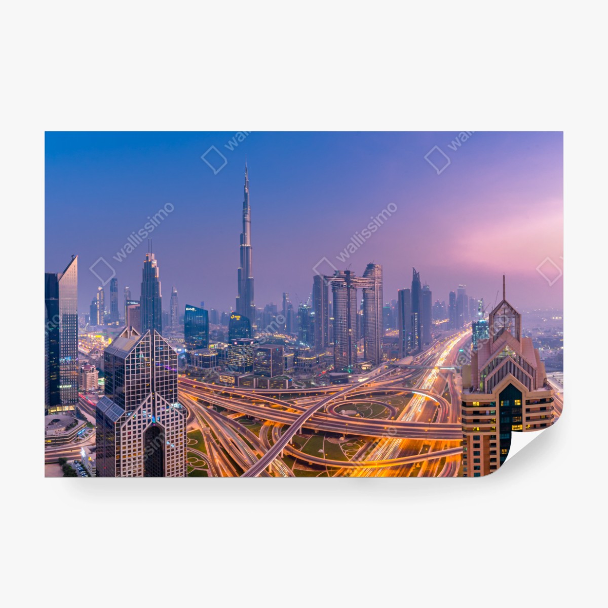 Fototapeta panoramiczny widok Dubaju o zmierzchu – Wallissimo® Fototapeta panoramiczny widok Dubaju o zmierzchu – Wallissimo®