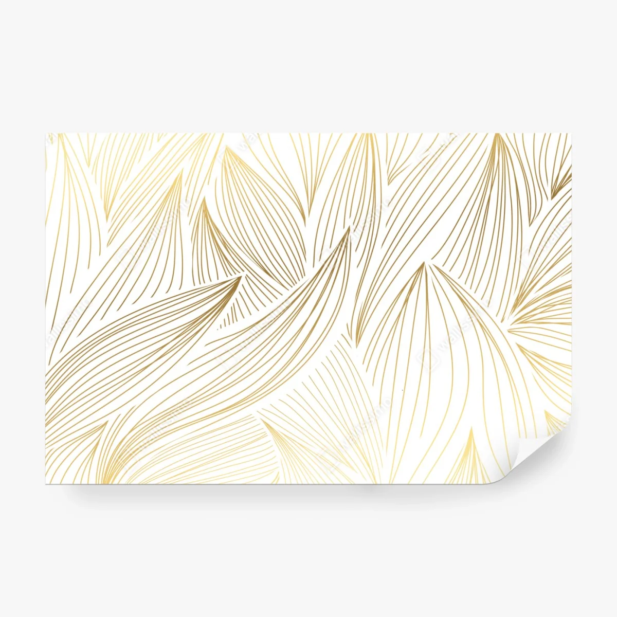 Fototapeta złote liście w liniowej grafice – Wallissimo® Fototapeta złote liście w liniowej grafice – Wallissimo®