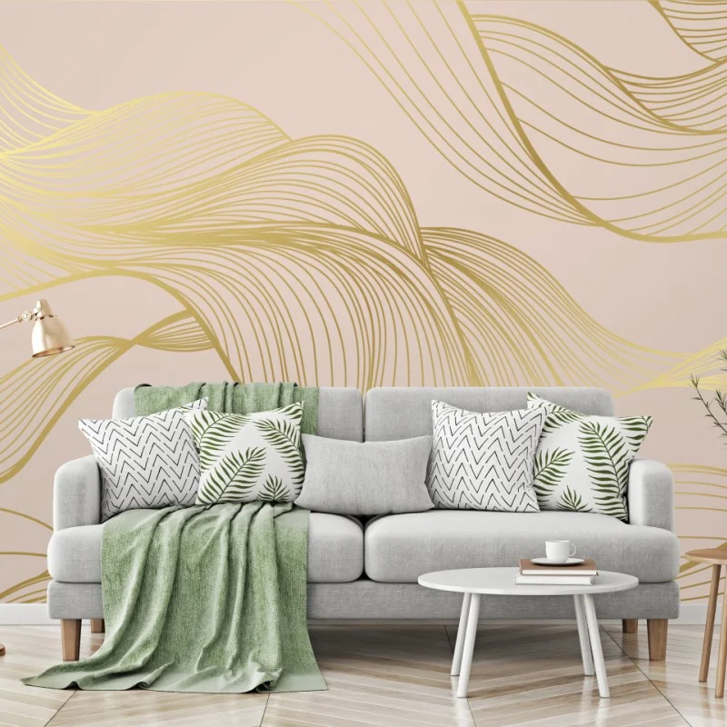 Fototapeta abstrakcyjny wzór złotych fal