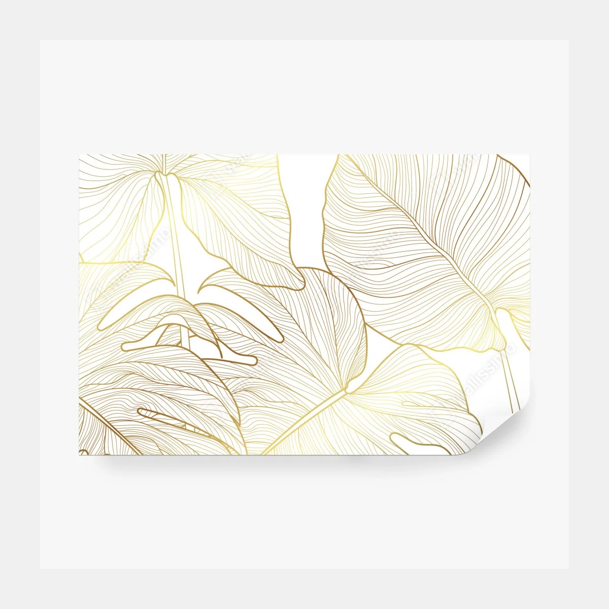 Fototapeta złote botaniczne rysunki liści – Wallissimo® Fototapeta złote botaniczne rysunki liści – Wallissimo®