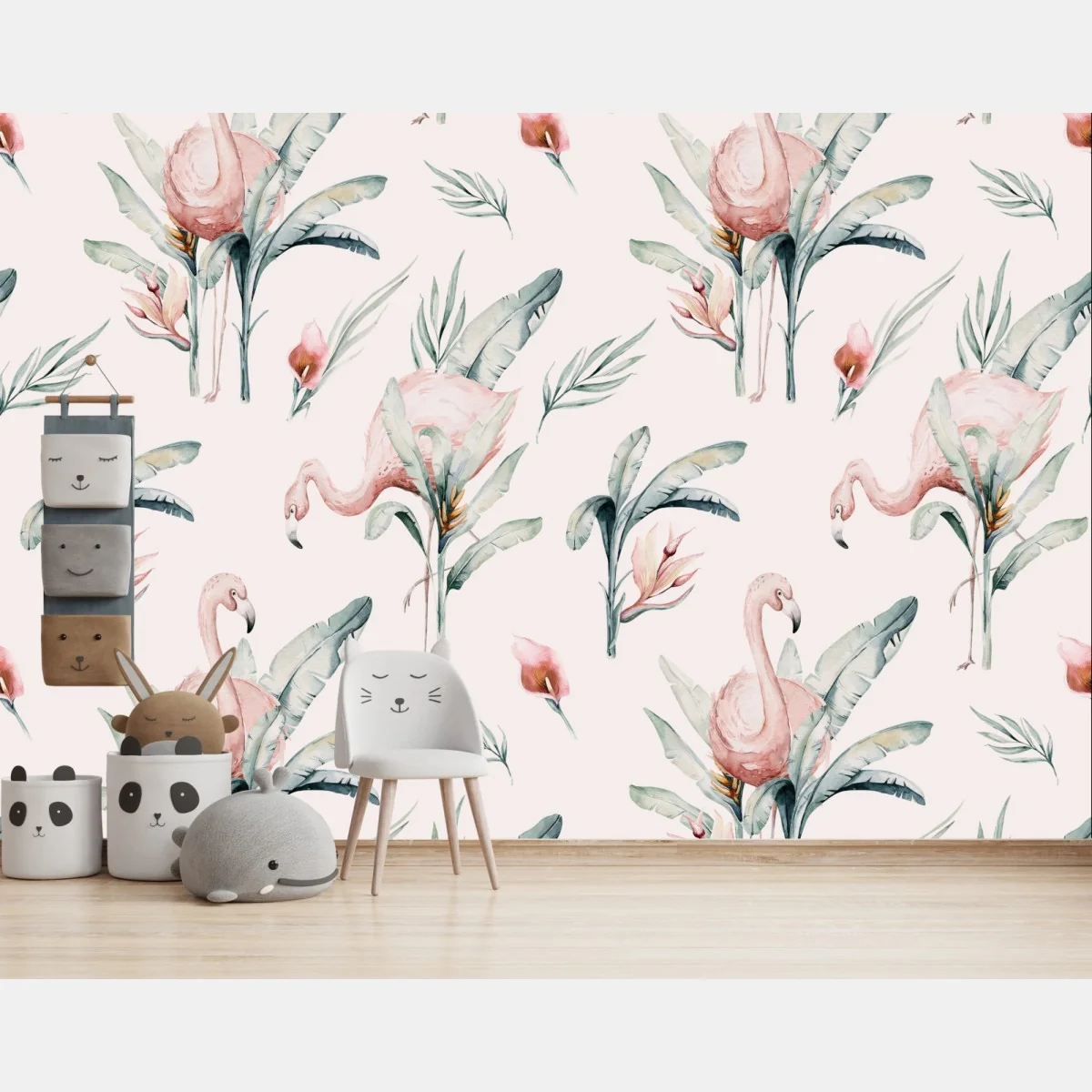 Fototapeta akwarelowy wzór z flamingami – Wallissimo®