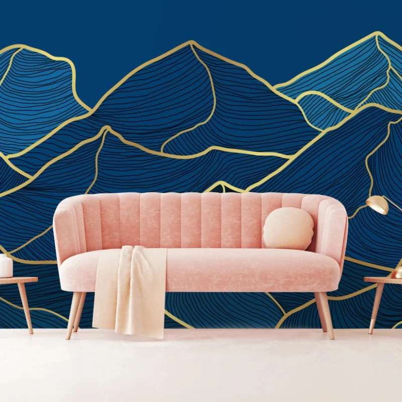 Fototapeta złote linie górskie na granatowym tle – Wallissimo® Fototapeta złote linie górskie na granatowym tle – Wallissimo®