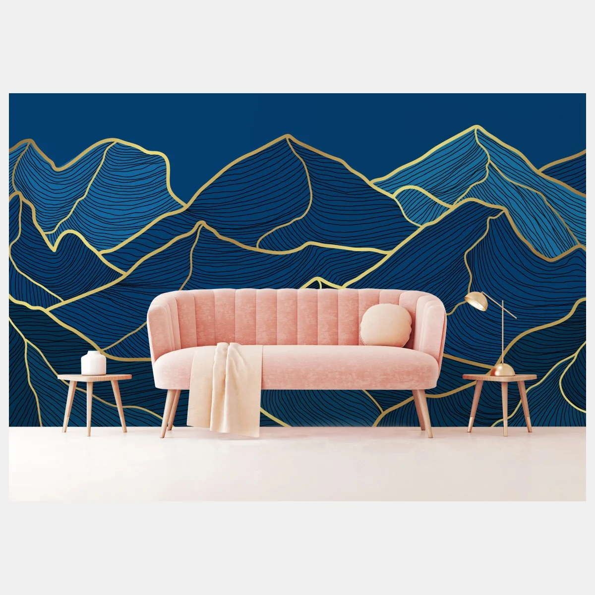 Fototapeta złote linie górskie na granatowym tle – Wallissimo® Fototapeta złote linie górskie na granatowym tle – Wallissimo®