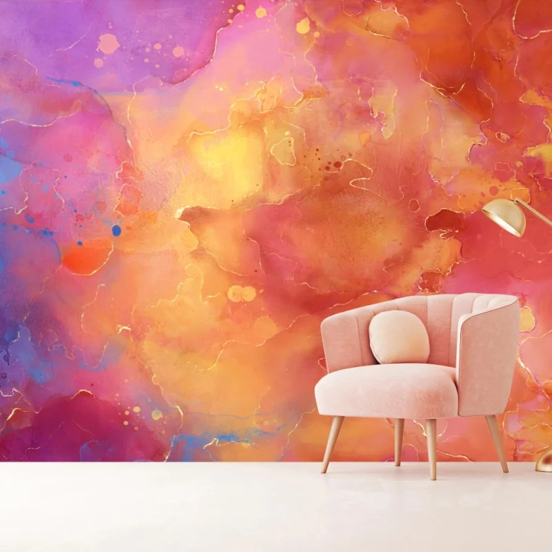 Fototapeta żywa akwarelowa abstrakcja w ciepłych barwach – Wallissimo® Fototapeta żywa akwarelowa abstrakcja w ciepłych barwach – Wallissimo®