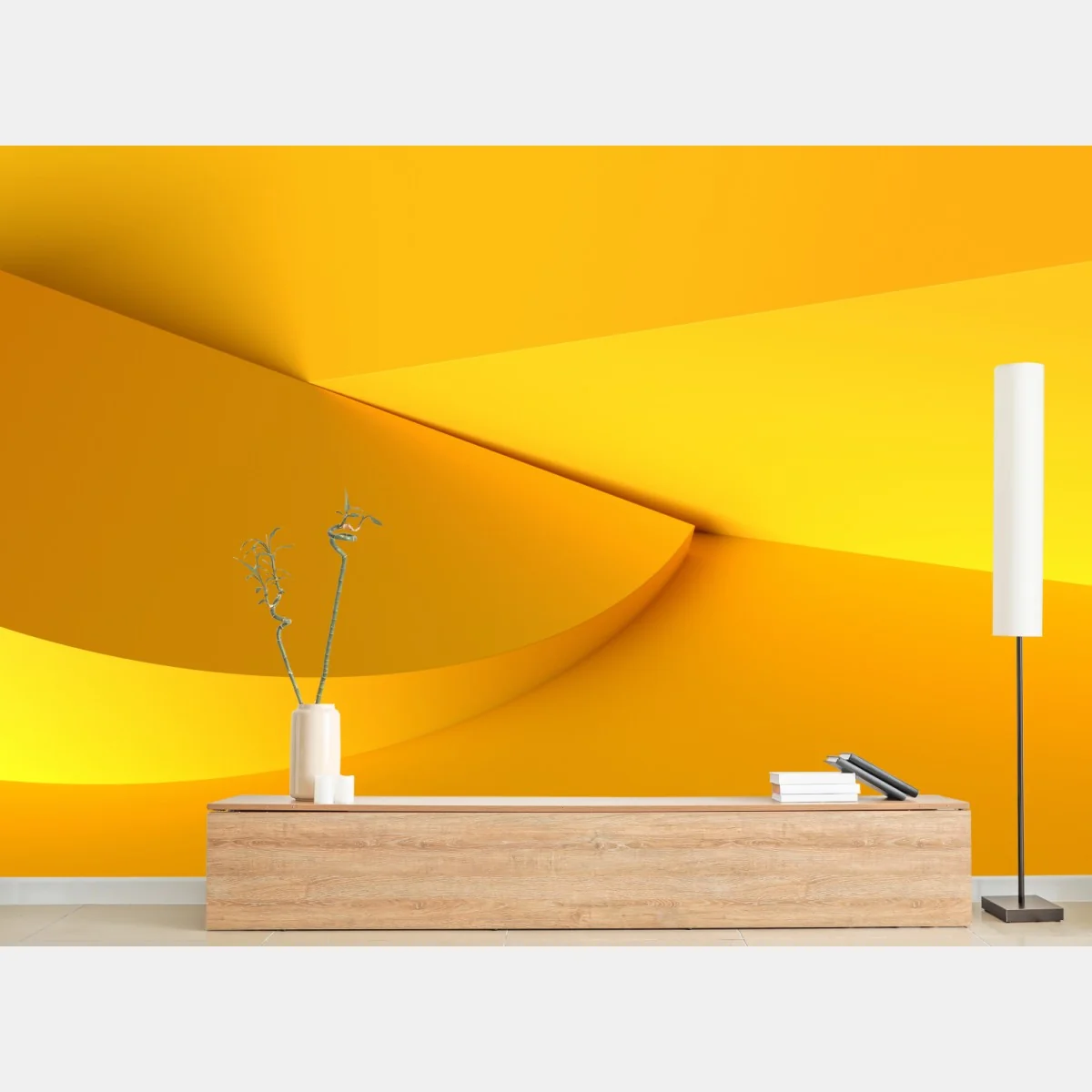 Fototapeta żółta geometryczna abstrakcja 3d – Wallissimo® Fototapeta żółta geometryczna abstrakcja 3d – Wallissimo®