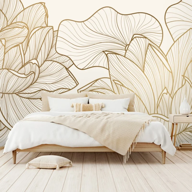 Fototapeta elegancka złota ilustracja kwiatowa – Wallissimo® Fototapeta elegancka złota ilustracja kwiatowa – Wallissimo®