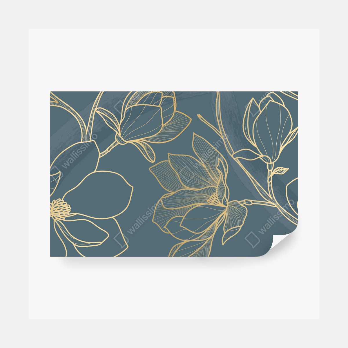 Fototapeta złota magnolia na turkusowym tle – Wallissimo® Fototapeta złota magnolia na turkusowym tle – Wallissimo®