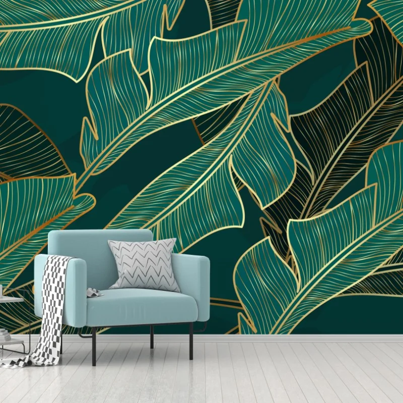 Fototapeta złote tropikalne liście bananowca – Wallissimo® Fototapeta złote tropikalne liście bananowca – Wallissimo®