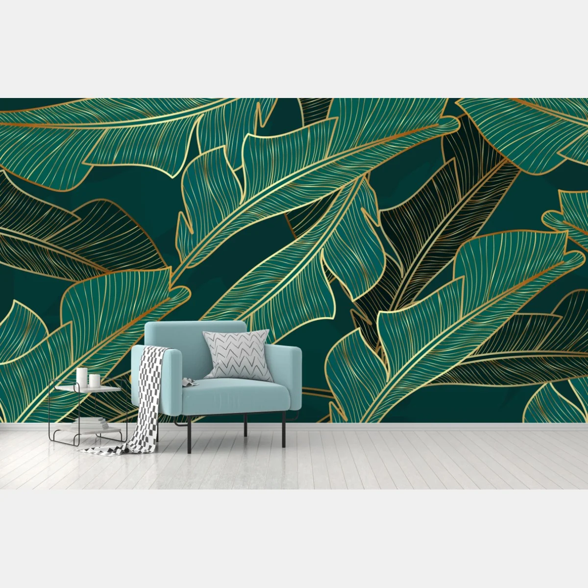 Fototapeta złote tropikalne liście bananowca – Wallissimo® Fototapeta złote tropikalne liście bananowca – Wallissimo®