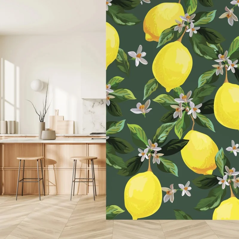 Fototapeta botaniczny wzór z cytrynami – Wallissimo®