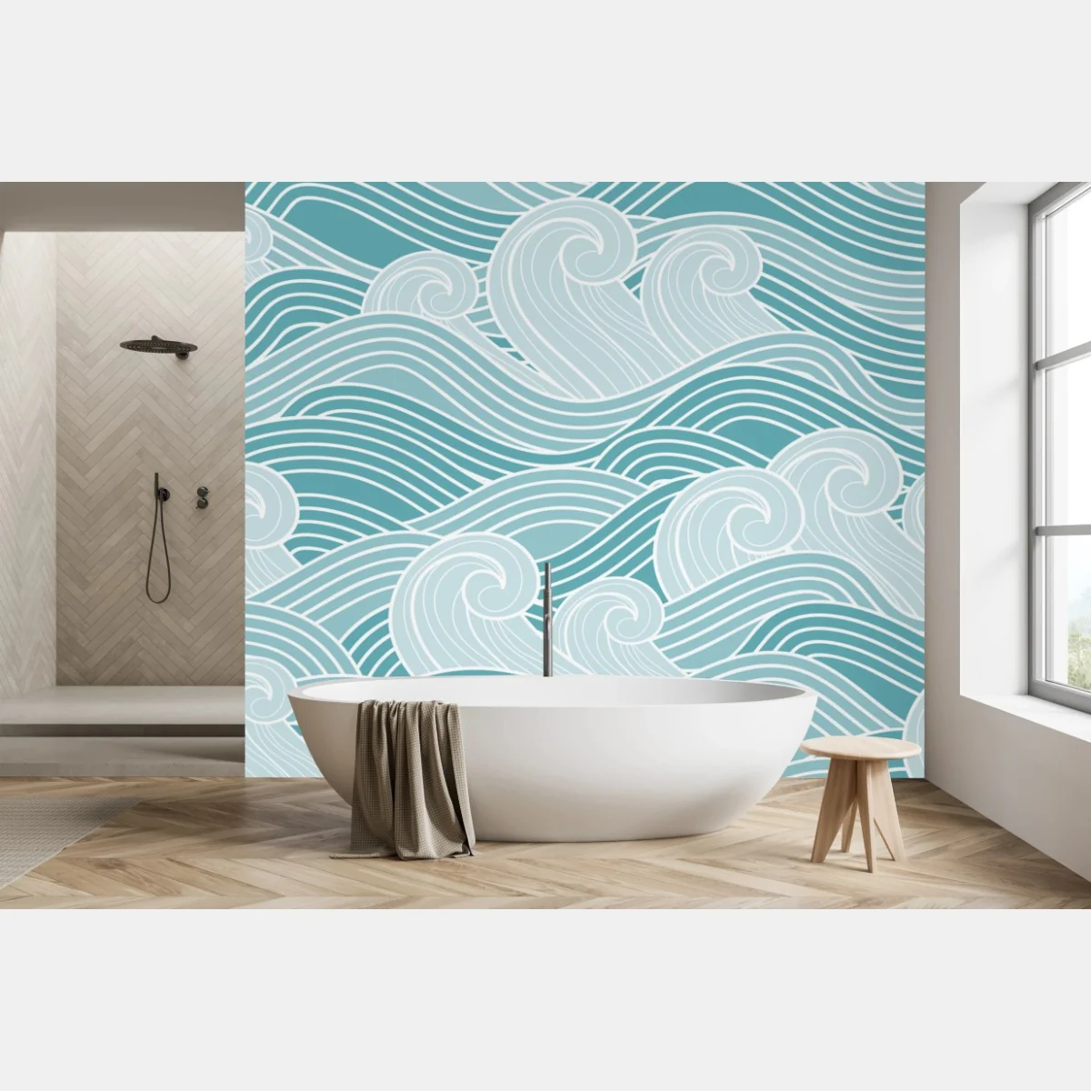 Fototapeta spokojny turkusowy wzór fal – Wallissimo® Fototapeta spokojny turkusowy wzór fal – Wallissimo®