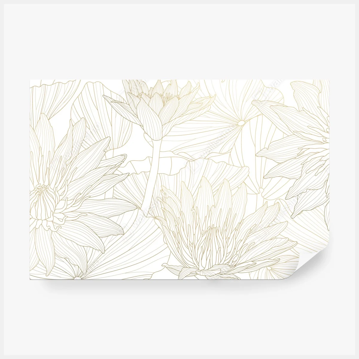 Fototapeta delikatny złoty rysunek kwiatowy – Wallissimo® Fototapeta delikatny złoty rysunek kwiatowy – Wallissimo®