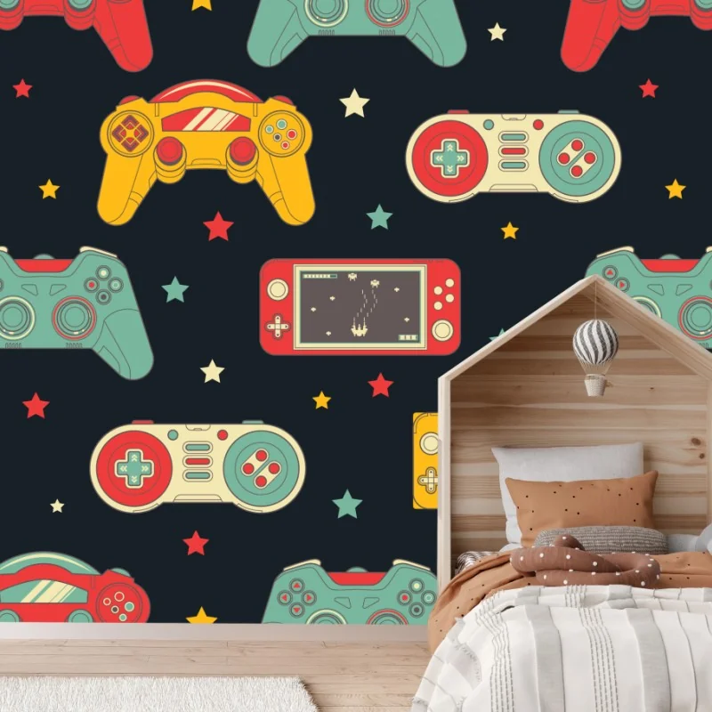 Fototapeta wzór retro padów do gier – Wallissimo® Fototapeta wzór retro padów do gier – Wallissimo®