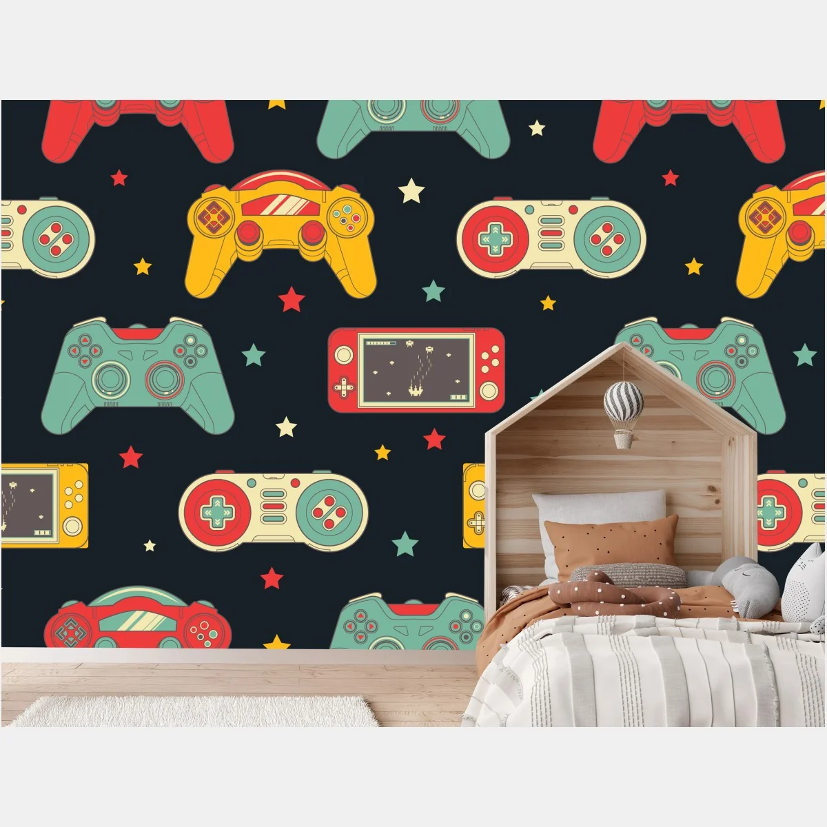 Fototapeta wzór retro padów do gier – Wallissimo® Fototapeta wzór retro padów do gier – Wallissimo®