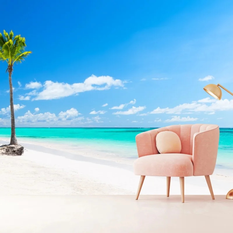 Fototapeta panorama tropikalnej plaży w Punta Cana – Wallissimo® Fototapeta panorama tropikalnej plaży w Punta Cana – Wallissimo®