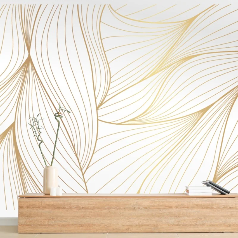 Fototapeta złote płynne linie abstrakcyjny wzór – Wallissimo® Fototapeta złote płynne linie abstrakcyjny wzór – Wallissimo®