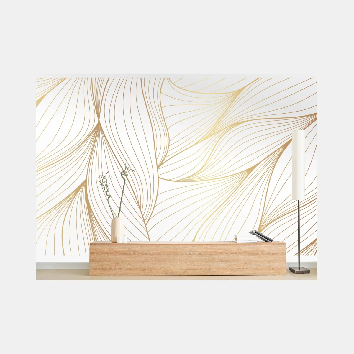 Fototapeta złote płynne linie abstrakcyjny wzór – Wallissimo® Fototapeta złote płynne linie abstrakcyjny wzór – Wallissimo®