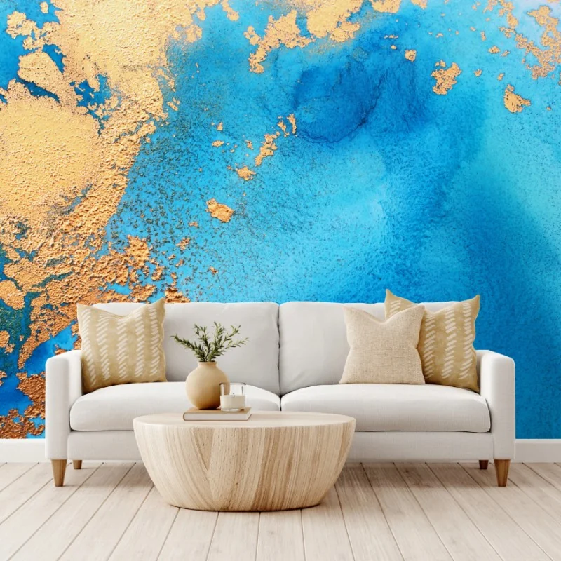 Fototapeta niebiesko-złota abstrakcyjna tekstura oceanu – Wallissimo® Fototapeta niebiesko-złota abstrakcyjna tekstura oceanu – Wallissimo®