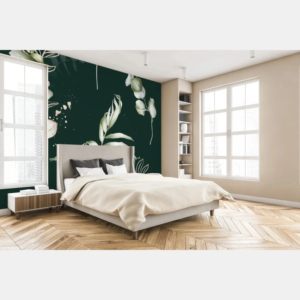 Fototapeta wzór eukaliptusa ze złotymi akcentami – Wallissimo® Fototapeta wzór eukaliptusa ze złotymi akcentami – Wallissimo®