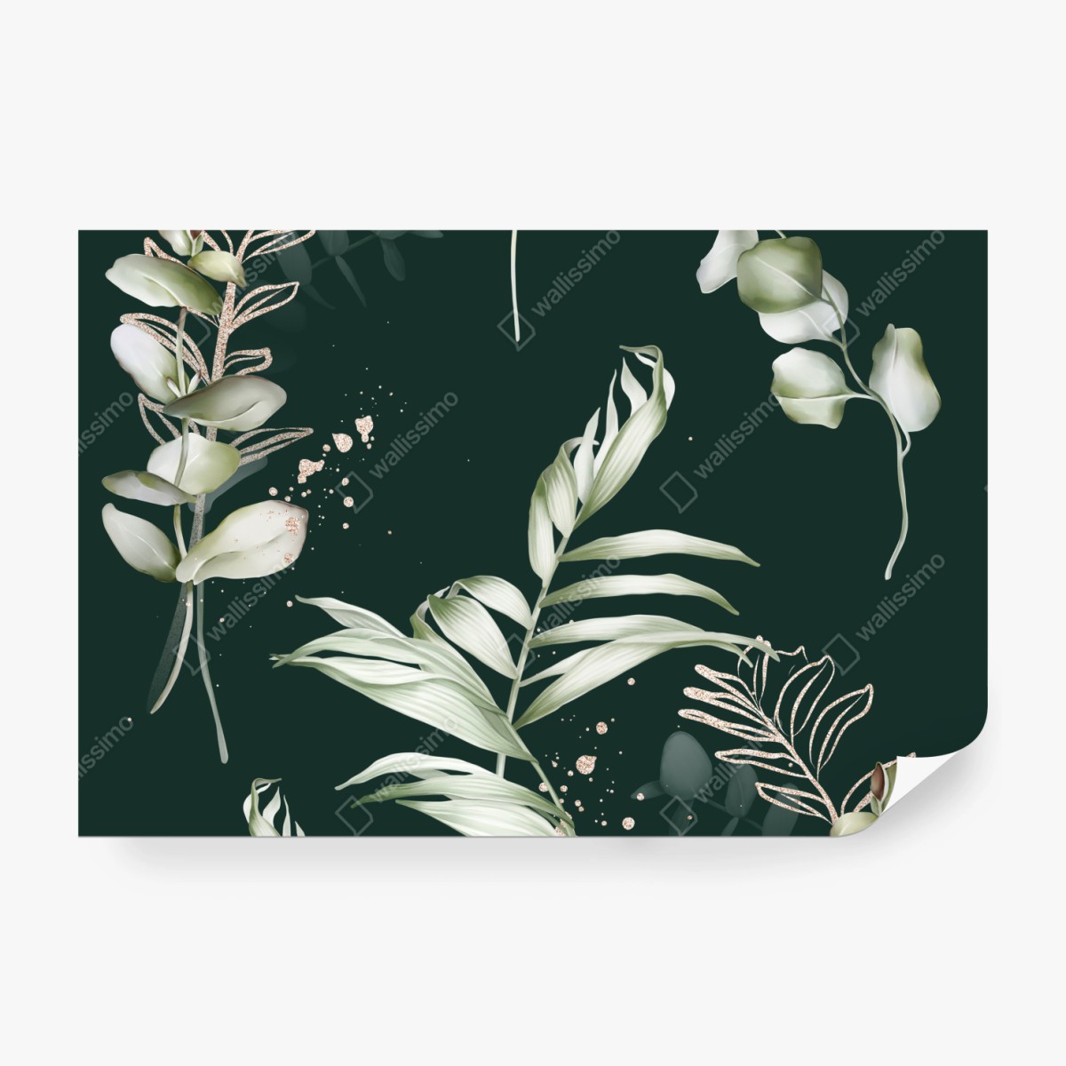 Fototapeta wzór eukaliptusa ze złotymi akcentami – Wallissimo® Fototapeta wzór eukaliptusa ze złotymi akcentami – Wallissimo®