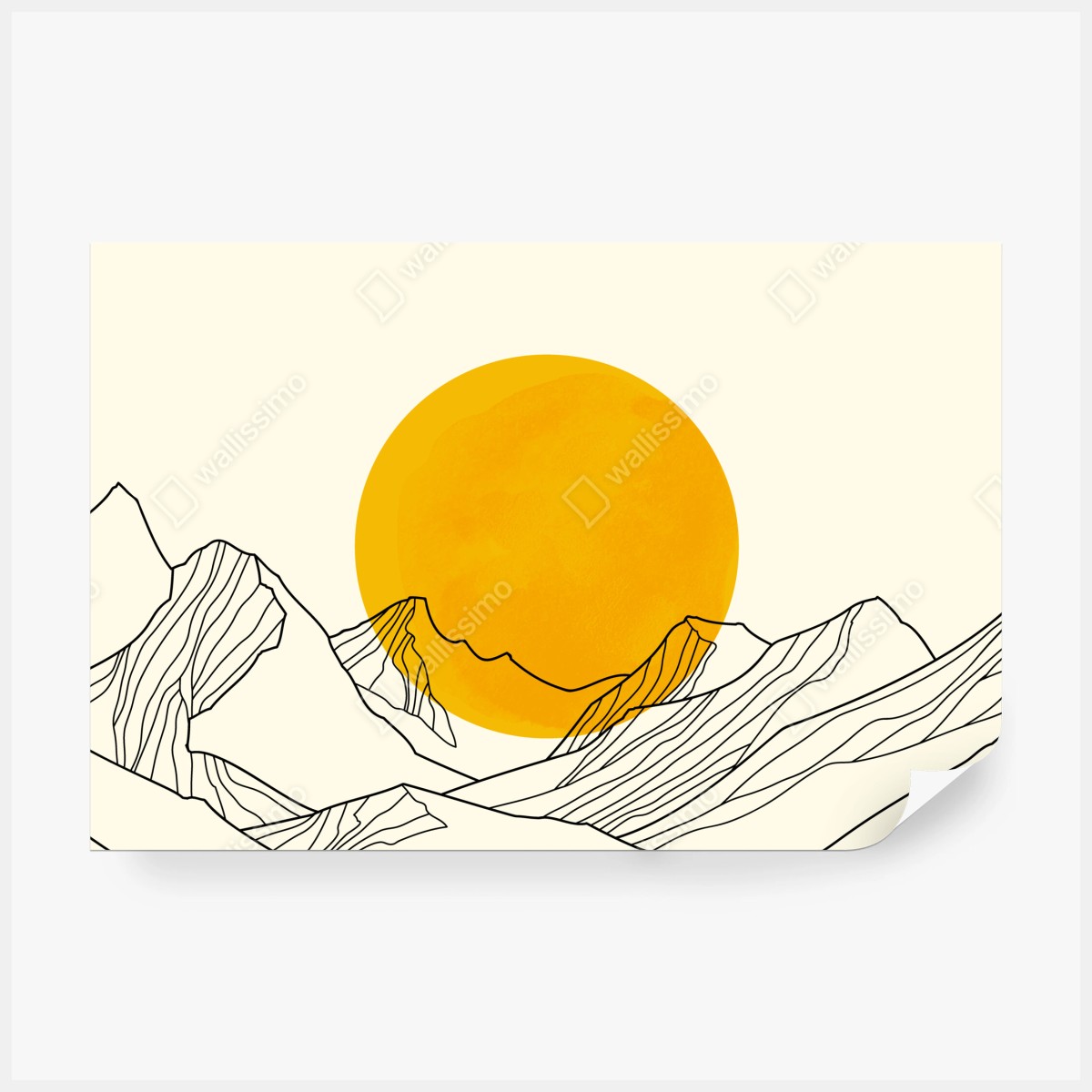 Fototapeta złote słońce nad minimalistycznymi górami – Wallissimo®